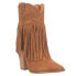 Dingo Crazy Train Fringe Embroidery Snip Toe Cowboy Booties Womens Brown Casual