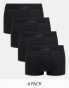 Фото #1 товара River Island 4 pack cotton stretch trunks in black