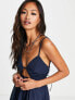 Фото #3 товара ASOS DESIGN structured strappy prom mini dress with lace up back in navy