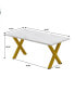 Фото #6 товара 70.87" Modern Square Dining Table With Printed Marble Tabletop+ X-Shaped Table Leg