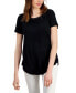 Women's Satin-Trim Knit Short-Sleeve Top, Created for Macy's