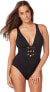 Фото #1 товара Amoressa 168065 Womens V-Neck Swimwear Stellar One Piece Swimsuit Black Size 6