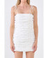 ფოტო #2 პროდუქტის Women's Shirred Mini Dress with Tie Straps