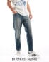 Фото #1 товара ASOS DESIGN tapered fit jeans with panelling in a vintage tint dark blue - TURQUOISE