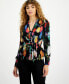 ფოტო #1 პროდუქტის Women's Lisette Printed Long-Sleeve Tie-Front Top