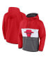 Фото #1 товара Men's Red, Gray Chicago Bulls Anorak Flagrant Foul Color-Block Raglan Hoodie Half-Zip Jacket