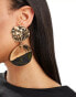 ASOS DESIGN front and back earrings with hammered abstract detail in gold tone