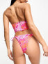 Vero Moda high leg tie side bikini bottoms in pink snake print