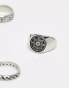 Фото #3 товара Reclaimed Vintage unisex ring pack in burnished silver