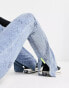 Фото #6 товара Urban Revivo bootcut flare denim jeans with graphic detailing in blue