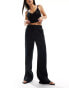 Фото #2 товара Mango linen drawstring trousers in black