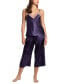 Фото #1 товара Women's Brennan 2-Pc. Cropped Satin Pajamas Set