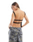 COLLUSION straight neck cami with open back in black