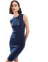 Superdry Rib bodycon midi dress in richest navy