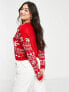 Threadbare Christmas cropped jumper in red