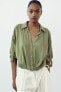 LINEN BLEND SHIRT WITH KNOT DETAIL