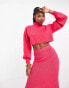 Фото #2 товара Aria Cove ribbed roll neck cropped jumper with volume sleeve co-ord in pink