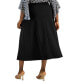 Фото #2 товара Plus Size Solid Pull-On Seamed Midi Skirt