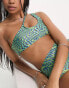 Фото #2 товара COLLUSION cut out asymmetric abstract print bikini top in blue