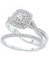 ფოტო #1 პროდუქტის Diamond Cushion Halo Twist Bridal Set (5/8 ct. t.w.) in 14k White Gold