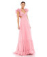 Фото #3 товара Women's Ruffle Tiered Cut-Out Chiffon Gown