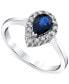 ფოტო #1 პროდუქტის Sapphire (1 ct. t.w.) & Diamond (1/5 ct. t.w.) Pear Halo Ring in 14k White Gold