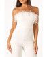 ფოტო #1 პროდუქტის Women's Louise Feather Trim Jumpsuit