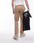 Topman smart compact cotton straight leg trouser in stone Серый, W32 Regular - фото #5