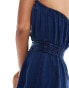 Mango halterneck denim look jumpsuit in dark blue