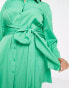 Фото #6 товара In The Style Plus x Billie Faiers exclusive shirt dress with belt detail in green