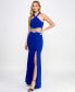 Фото #3 товара Juniors' Embellished Cutout Halter Gown, Created for Macy's