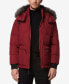Men's Down Bomber with Faux Fur Trim and Removable Hood