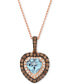 Sea Blue Aquamarine (1-1/10 ct. t.w.) & Diamond (5/8 ct. t.w.) Heart Halo Pendant Necklace in 14k Rose Gold, 18" + 2" extender