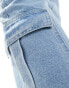 DTT Dom straight leg cargo jeans in light blue wash