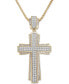 ფოტო #1 პროდუქტის Men's Cross 22" Pendant Necklace (1 ct. t.w.) in 14k Gold-Plated Sterling Silver Or Sterling Silver