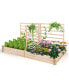 Raised Garden Bed with 3 Trellises with Divided Compartments for Flowers