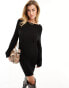 Фото #2 товара NA-KD wide rib knitted mini dress in black