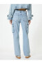 Kargo Kot Pantolon Yüksek Bel Düz Paça Cepli - Nora Longer Straight Jeans