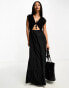 ASOS DESIGN crochet bodice maxi dress with tiered skirt in black Черный, 32 - фото #1