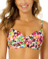 Фото #1 товара Women's Floral-Print Twist-Front Underwire Bikini Top