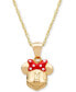 Фото #1 товара Disney children's Minnie Mouse 15" Pendant Necklace with Enamel Bow in 14k Gold
