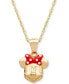 Children's Minnie Mouse 15" Pendant Necklace with Enamel Bow in 14k Gold