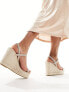 Glamorous espadilles wedge heeled sandals in silver diamante