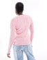 Polo Ralph Lauren knitted v neck cable jumper with logo in pink