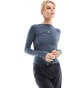 Weekday open back seamless long sleeve top in dark blue