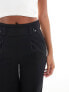 JDY Petite high waisted wide fit tailored trousers in black