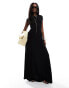 Фото #1 товара ASOS DESIGN shirred bodice short sleeve maxi dress in black