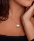 ფოტო #5 პროდუქტის Cultured Freshwater Pearl (8-1/2mm) & White Topaz (1 ct. t.w.) Flower 18" Pendant Necklace in Gold-Tone Plated Sterling Silver