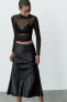 Satin lace-trimmed skirt