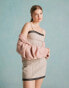 Фото #2 товара Miss Selfridge trim detail bodycon mini dress in beige pinstripe